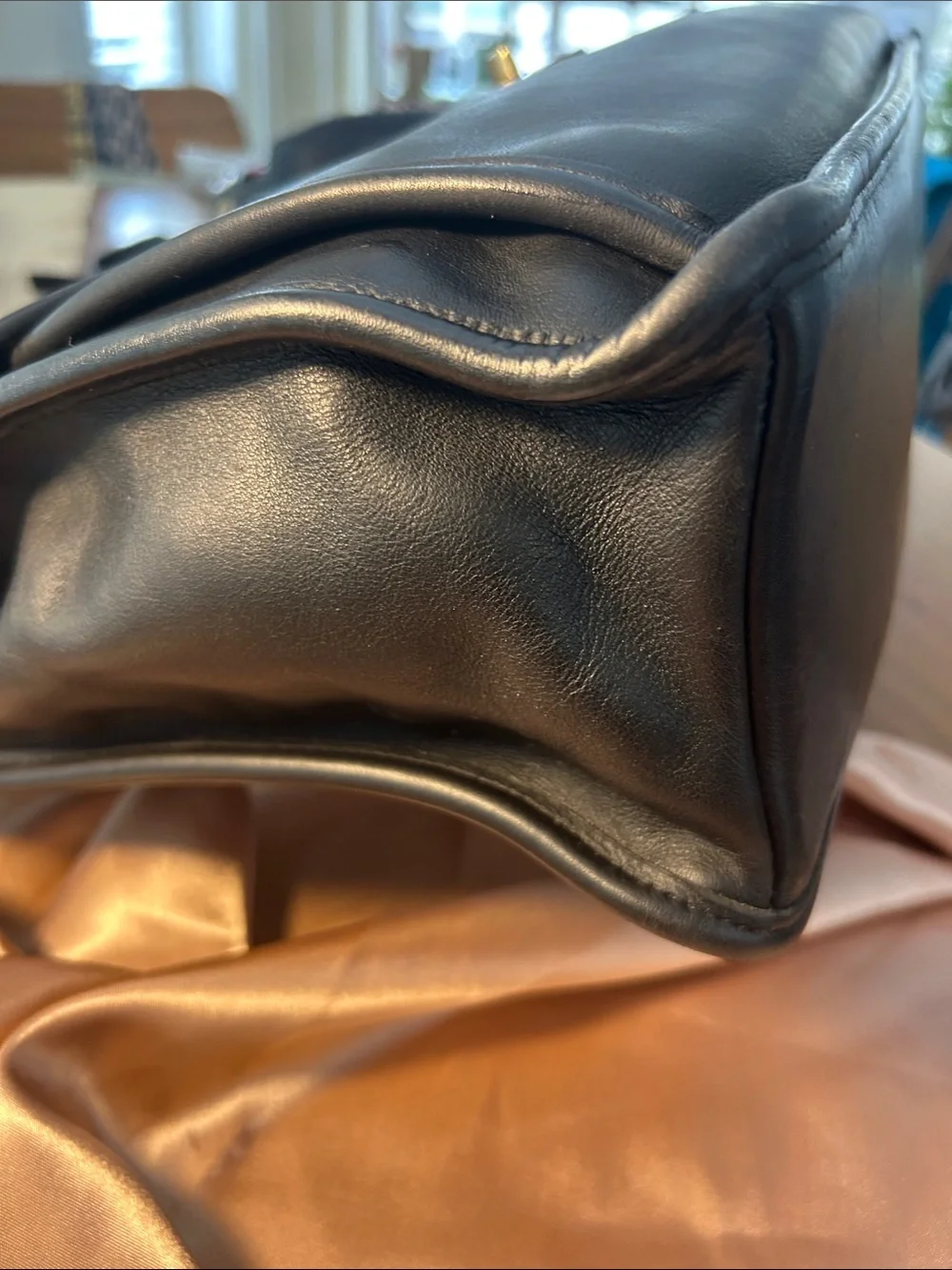 Vintage Coach Black Leather Briefcase with Chunky Hardware & Shoulder Strap